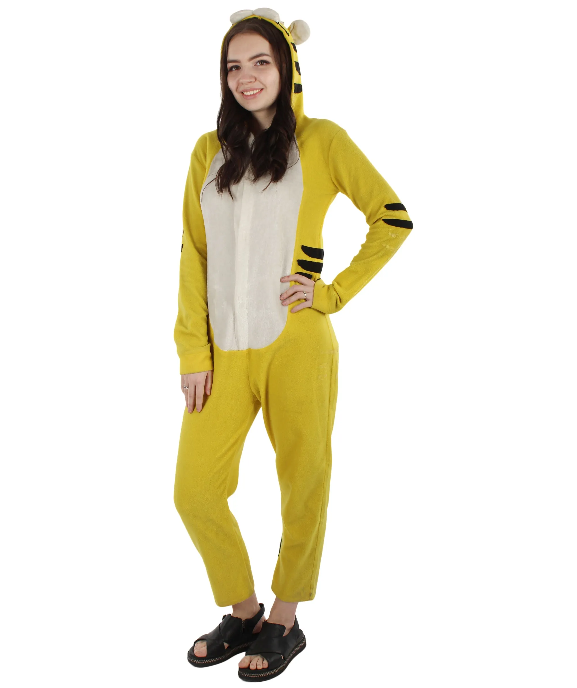 HPO Adult Women's Yellow and White Jumpsuit Tiger Costume Bundle