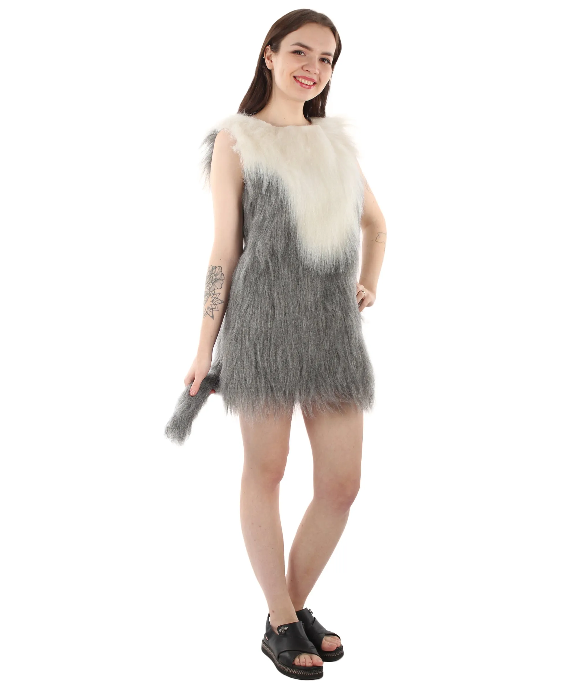 HPO White and Grey Mouse Costume  - Long Synthetic Fibers