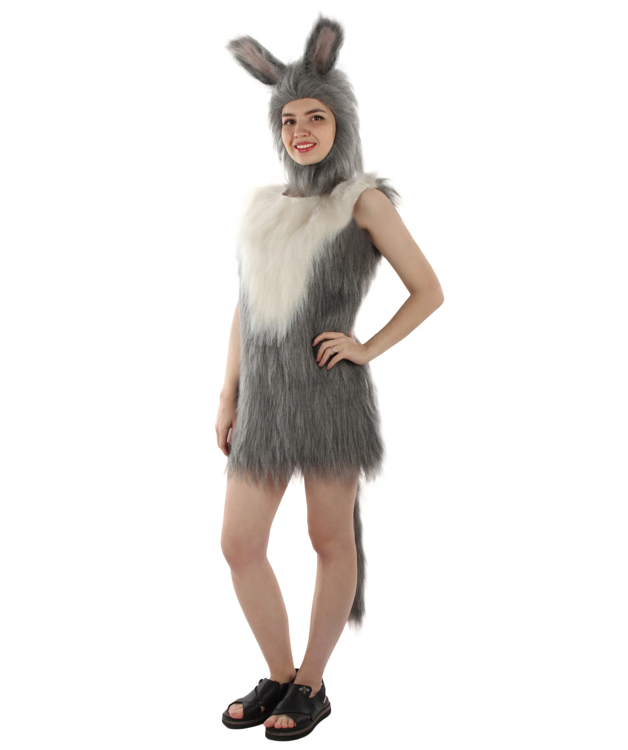 HPO White and Grey Mouse Costume with Mask  - Long Synthetic Fibers Bundle