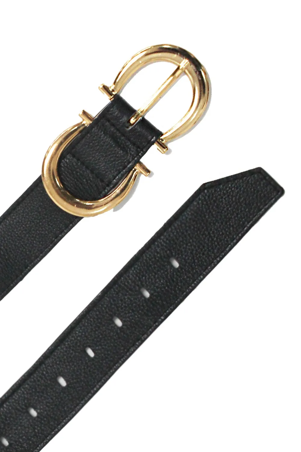 Ivy Double Buckle Belt Black Soft Leather