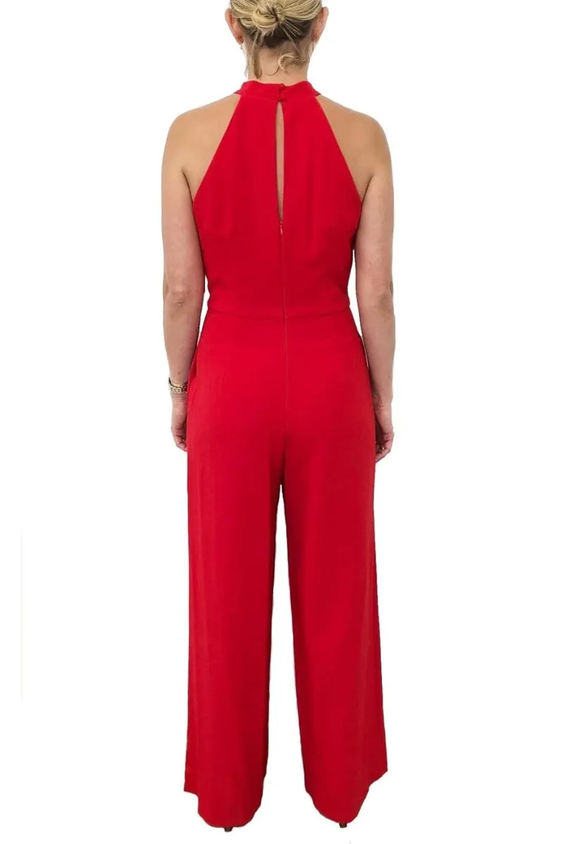 Julia Jordan Crossed Neck Keyhole Racerback Solid Crepe Jumpsuit