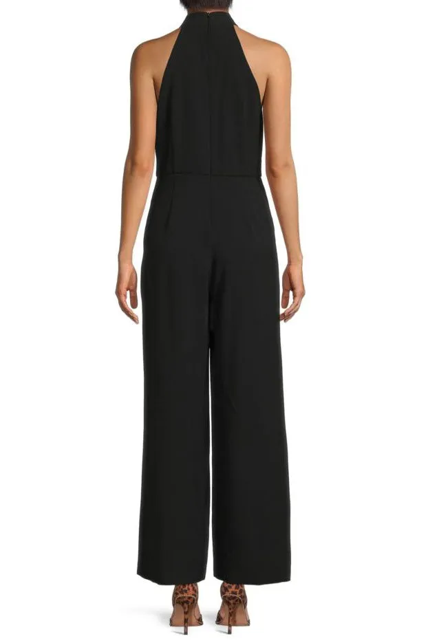 Julia Jordan Stretch Criss Cross Halter Neckline Sleeveless Crepe Jumpsuit With Pockets - Wholesale