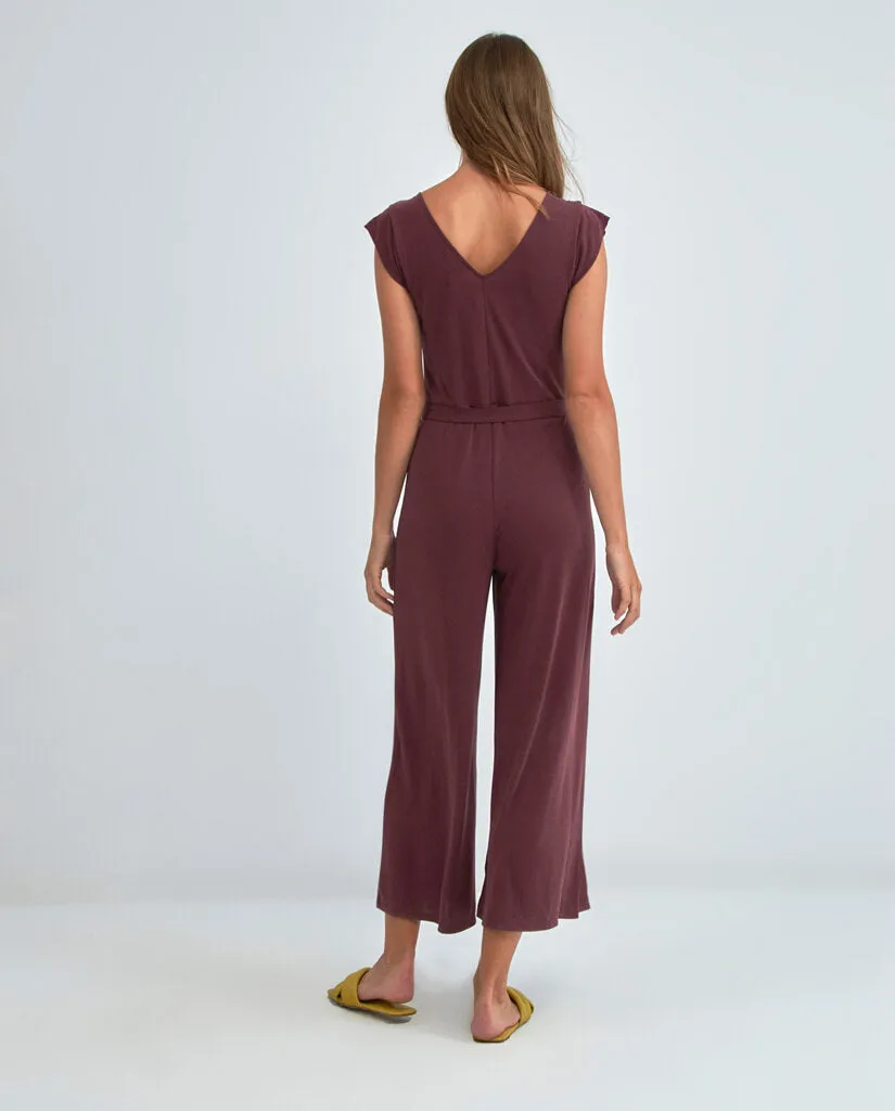 Jumpsuit met V-hals | Surkana sleeveless jumpsuit with v-neckline maroon