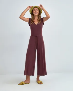 Jumpsuit met V-hals | Surkana sleeveless jumpsuit with v-neckline maroon