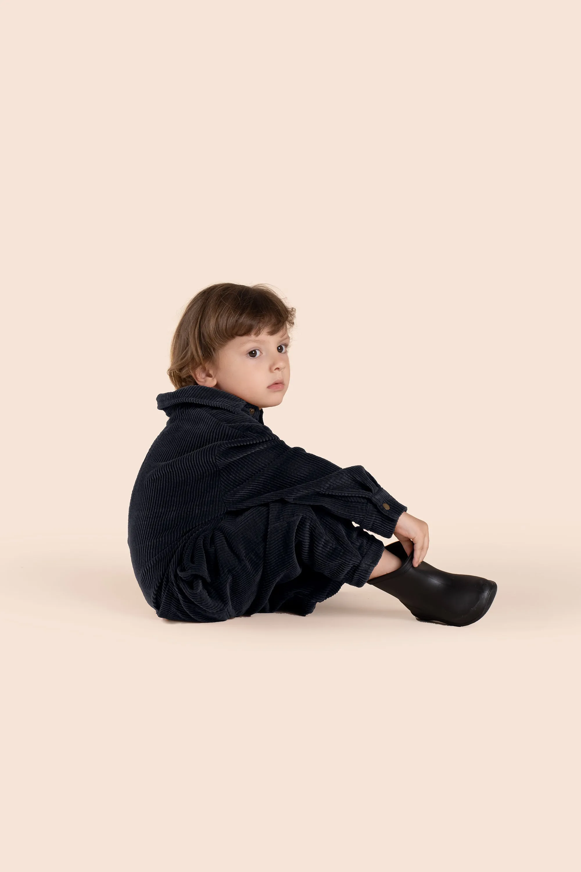 Kids Corduroy Mechanic Jumpsuit l Black