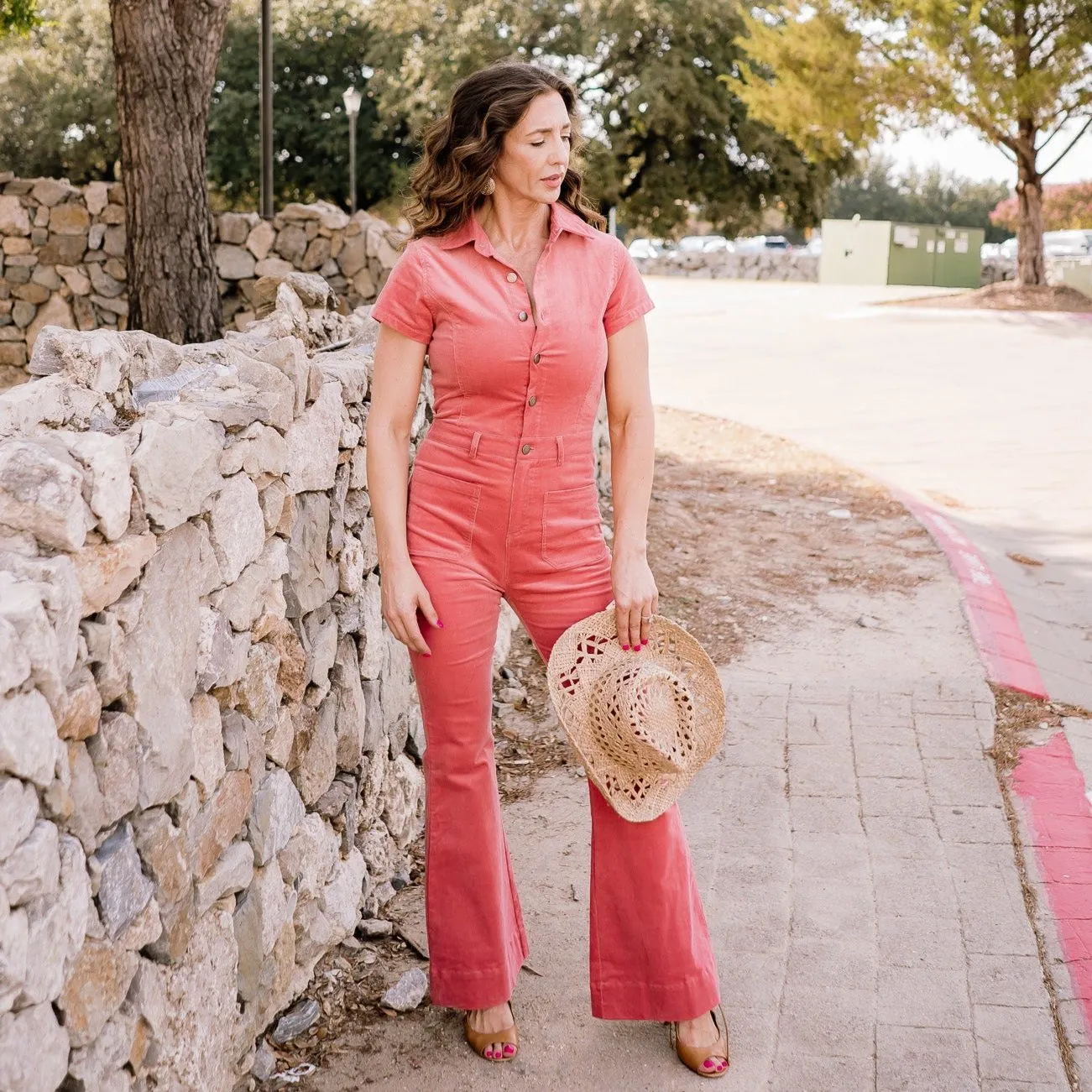 Knoxville Corduroy Button Up Flare Jumpsuit