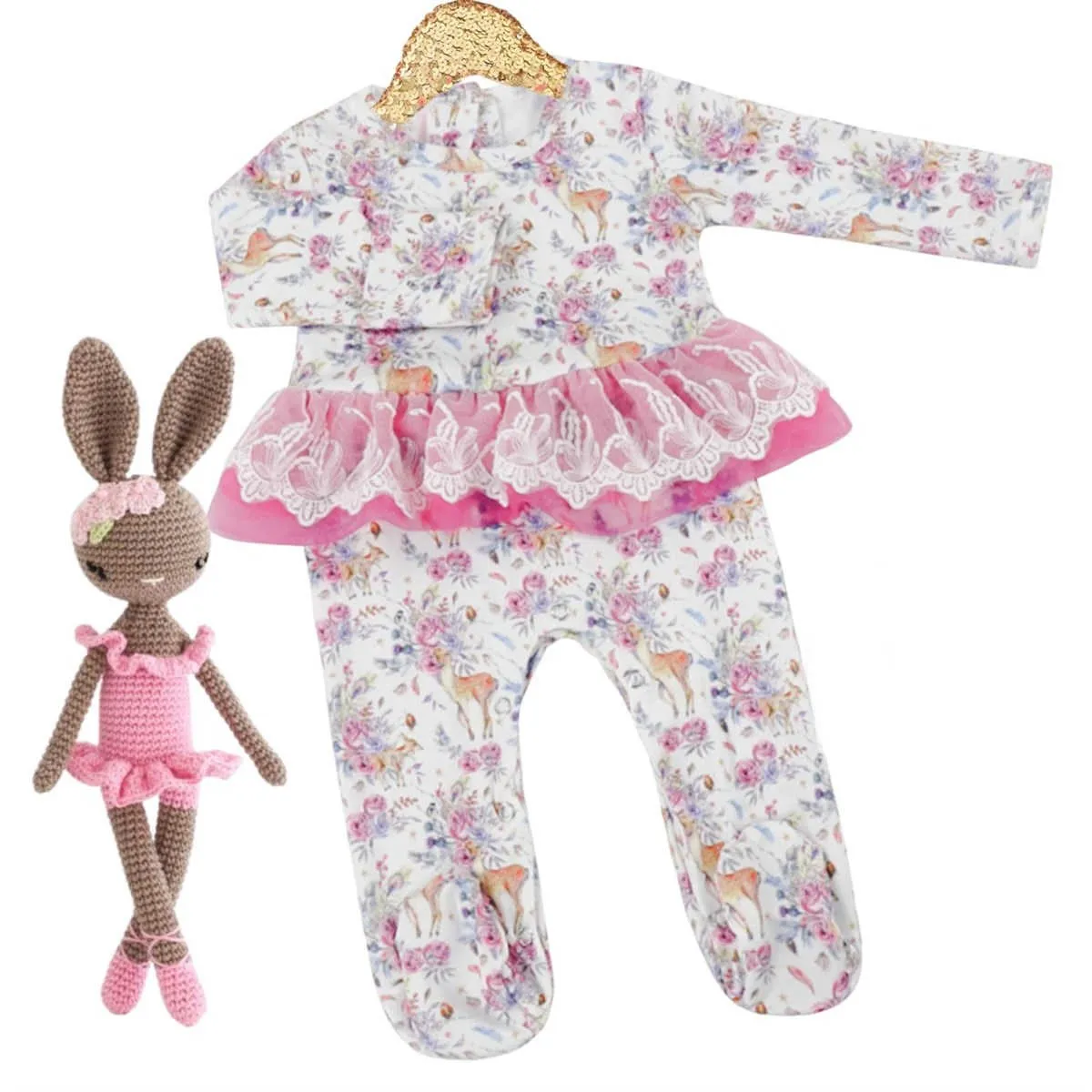 Kryssi Kouture Sienna Holiday Infant Deluxe Tutu Jumpsuit - Deer Flora - Tutu