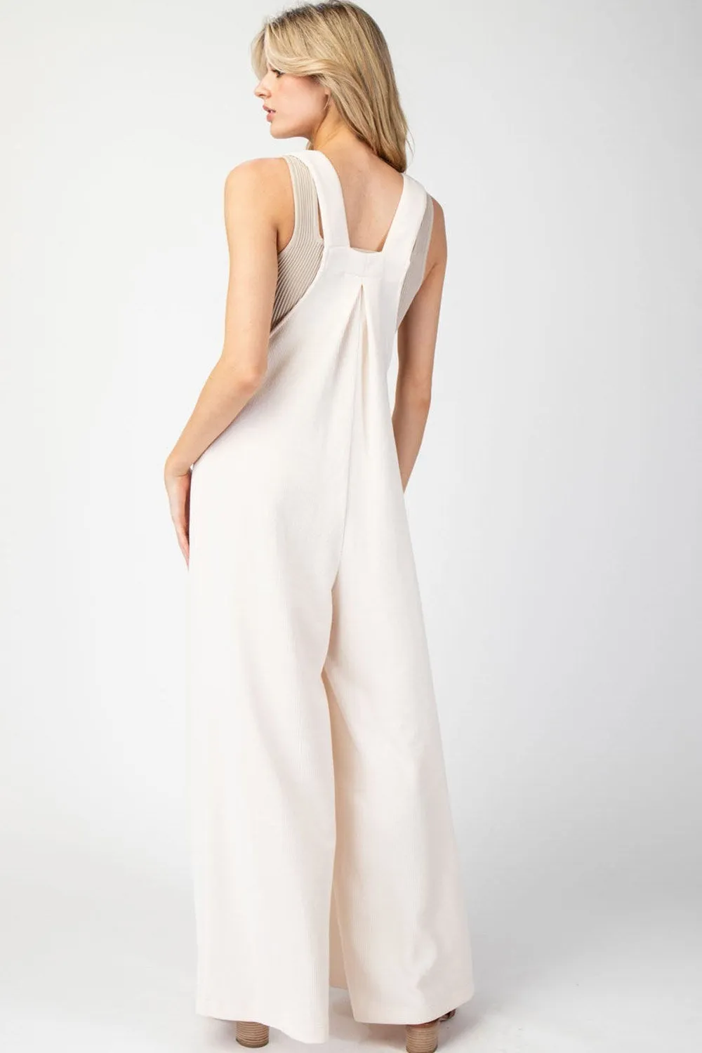 Ladies EESOME Solid Sleeveless Wide Leg Jumpsuit - BH12072