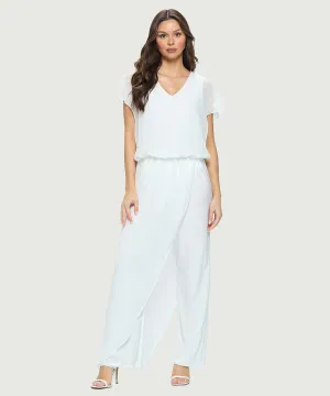 Last Tango Jumpsuit w/ Chiffon Overlay -  Ivory