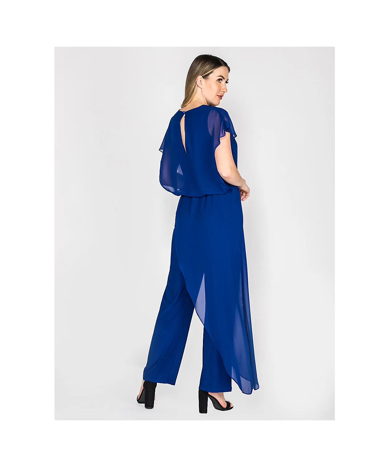 Last Tango Jumpsuit w/ Chiffon Overlay -  Royal Blue