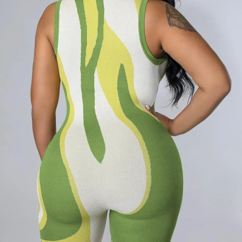 Lemon-Lime Block Art Playsuit