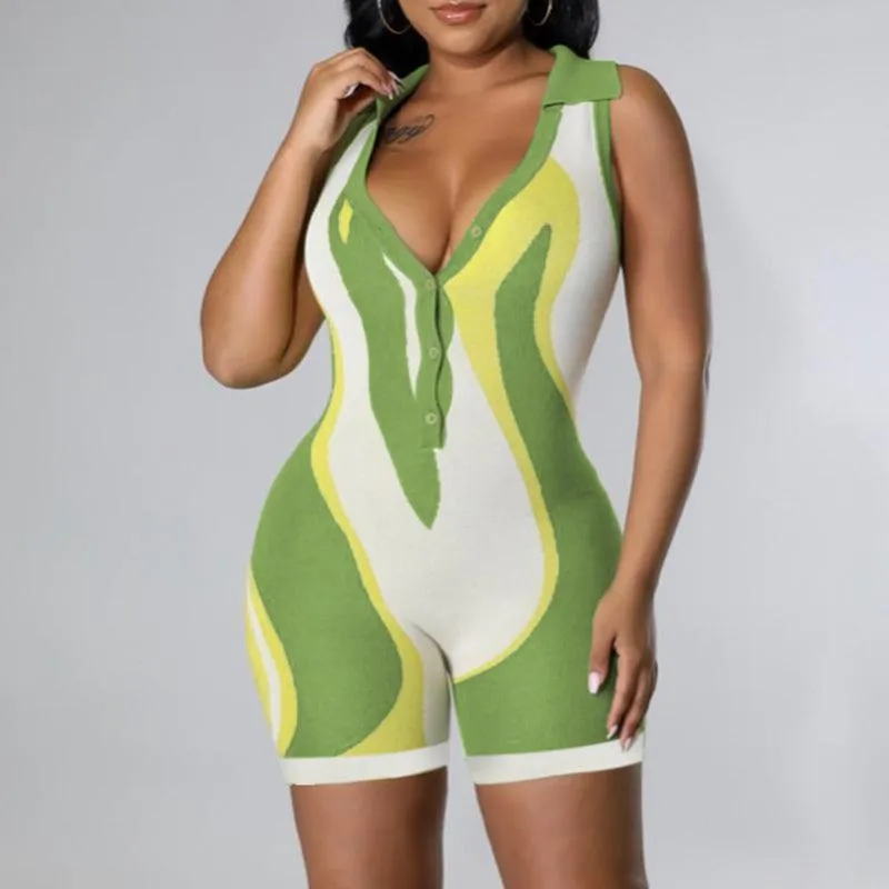 Lemon-Lime Block Art Playsuit