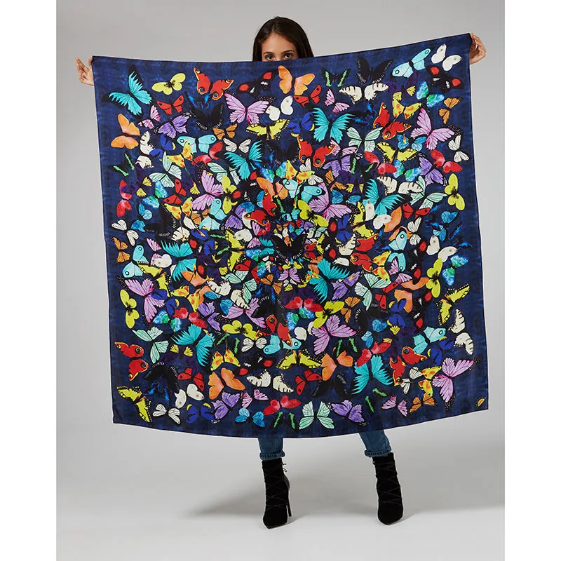 Lepidoptera Butterfly Print Silk Scarf