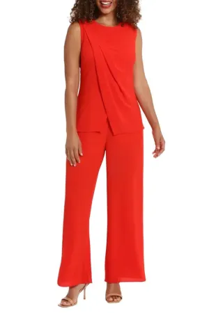 London Times Jewel Neck Pleated Crisscross Jumpsuit