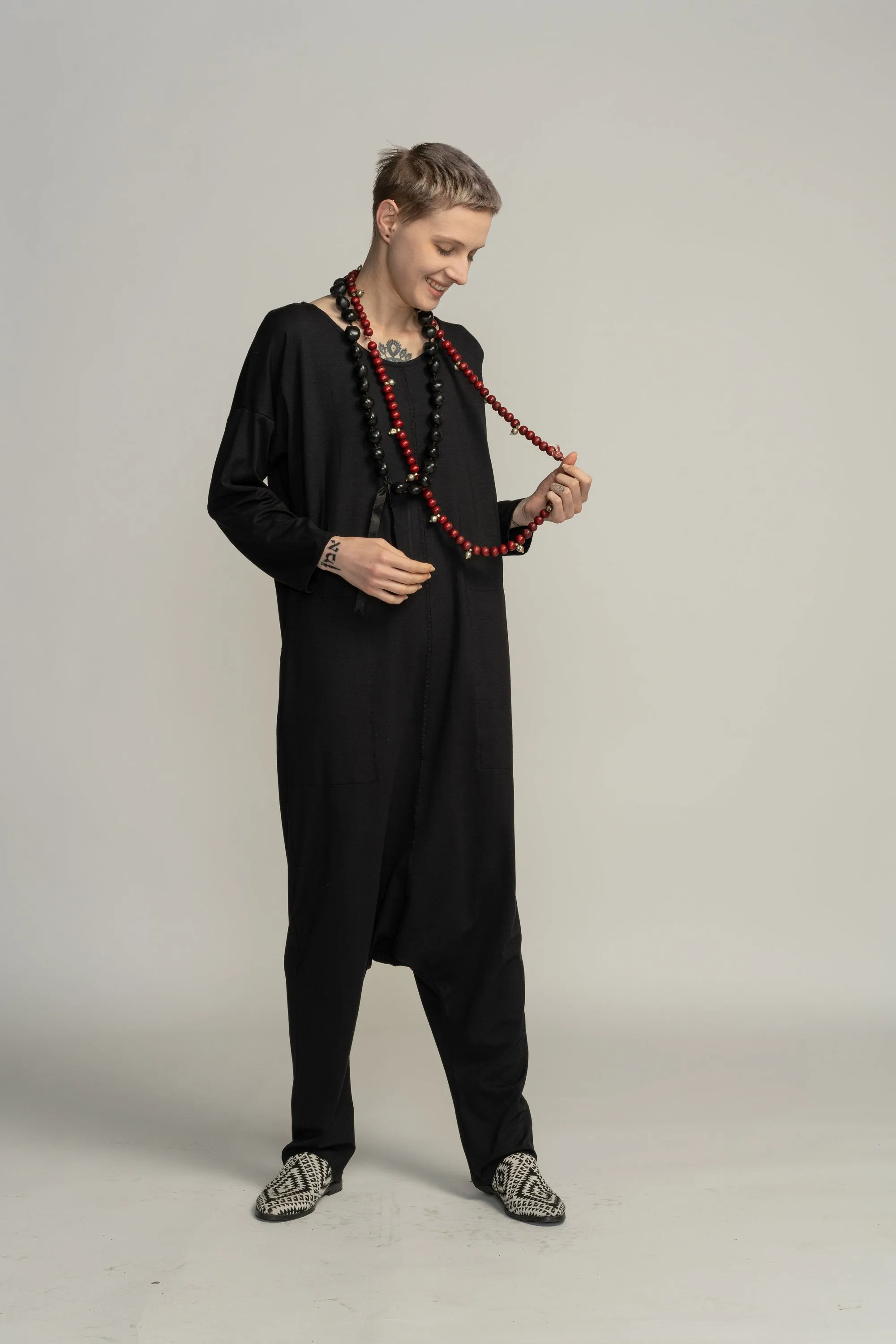 Long Sleeve Black Harem Jumpsuit