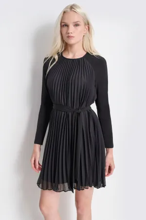 LONG SLEEVE PLEATED DRESS