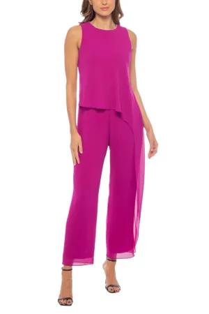 Marina Sleeveless Crew Neck Chiffon Jumpsuit - Wholesale