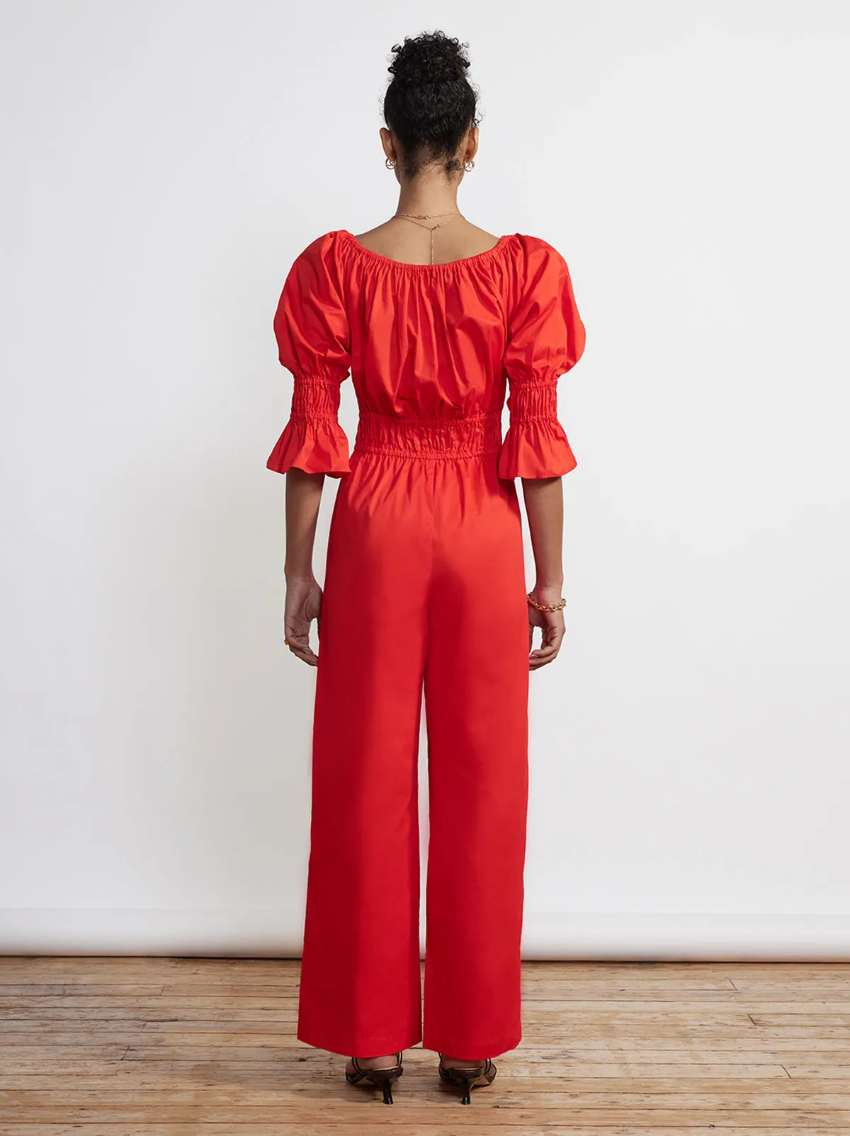 Maya Red Cotton Jumpsuit