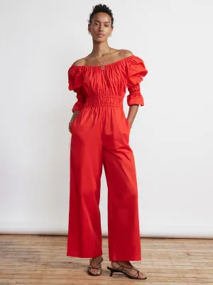 Maya Red Cotton Jumpsuit