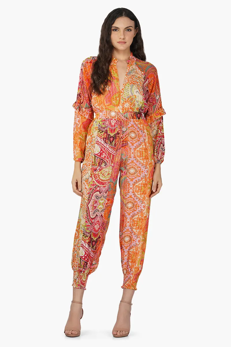 Multi Palm Paisley Jumpsuit