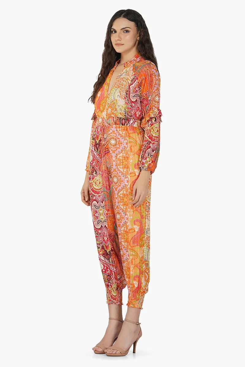 Multi Palm Paisley Jumpsuit