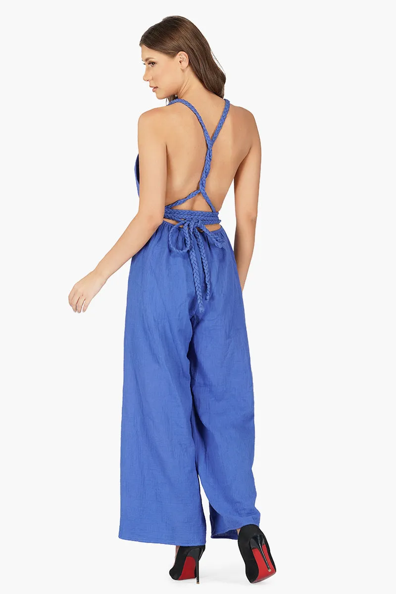 Nautical Blue Cotton Jumpsuit