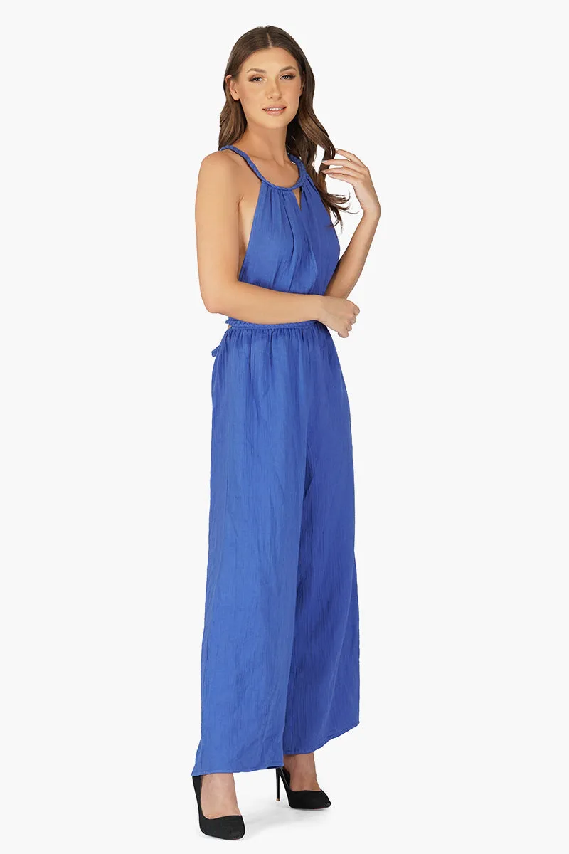 Nautical Blue Cotton Jumpsuit