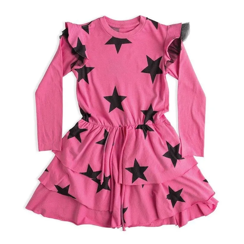 NUNUNU Star Multi Layered Dress Hot Pink