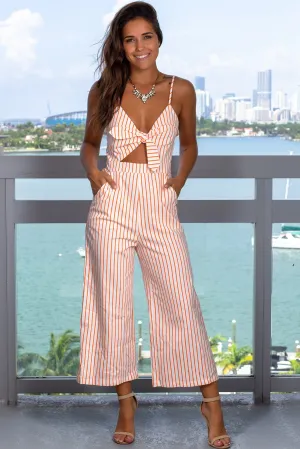 Orange Striped Jumpsuit