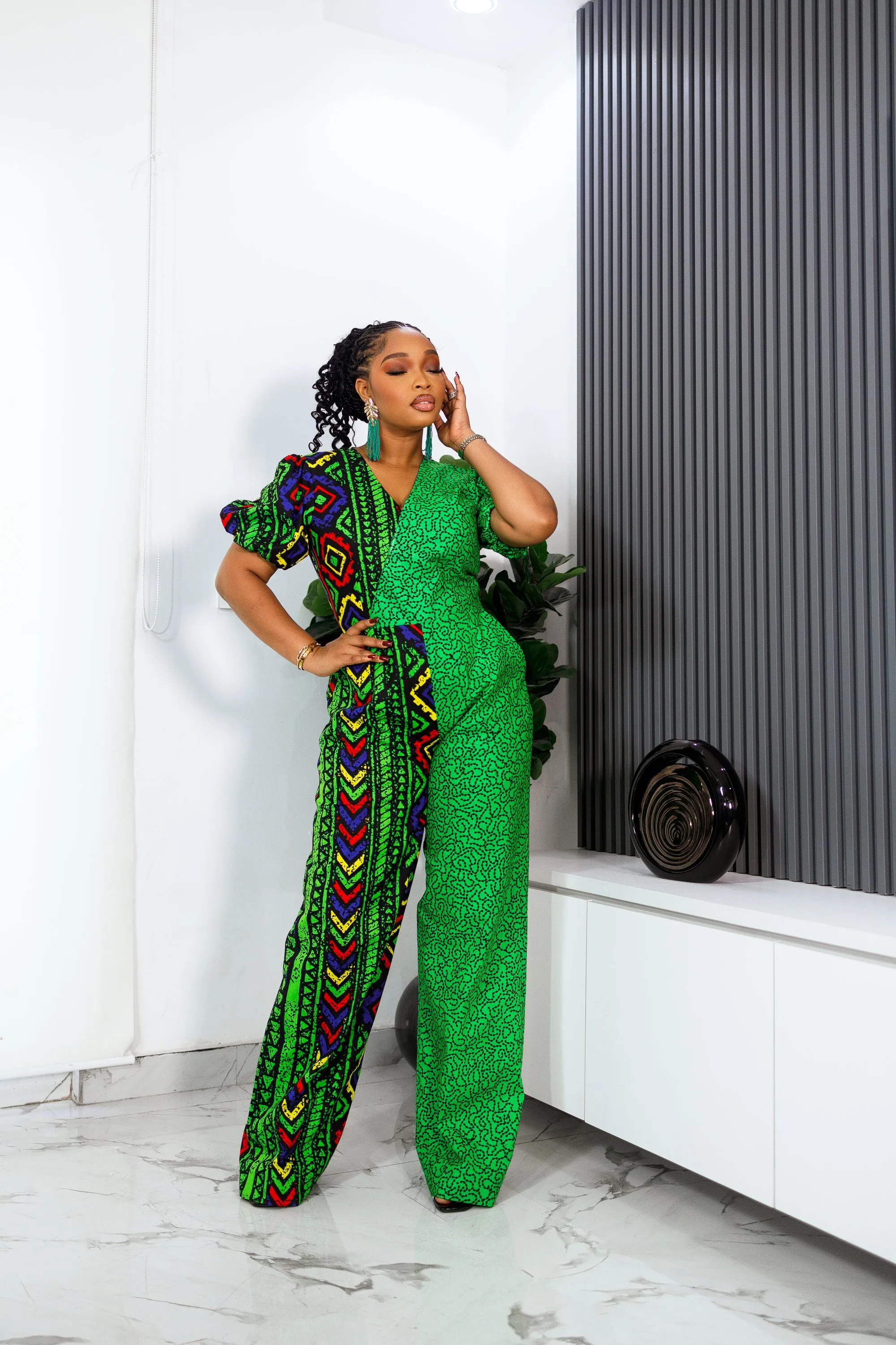 PALOMA AFRICAN PRINT JUMPSUIT (GREEN)