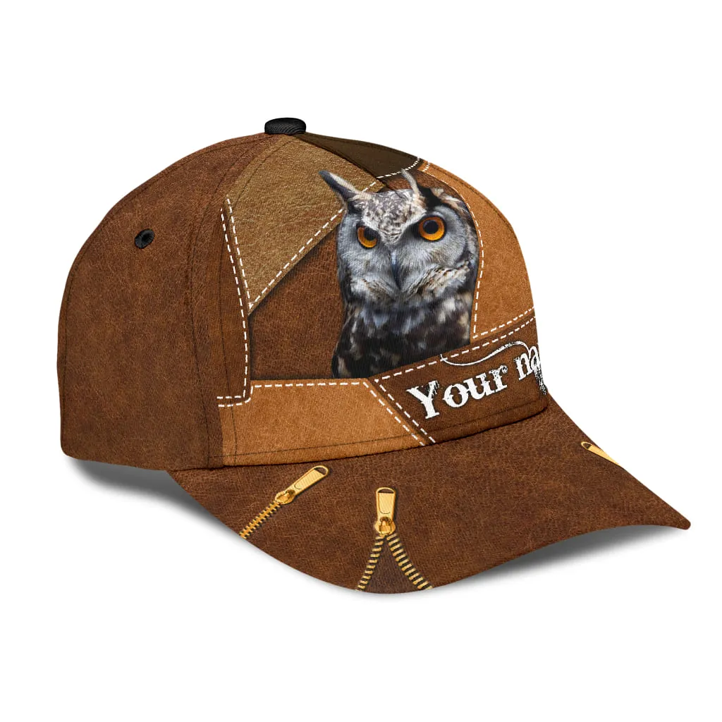 Personalized 3D Classic Cap Hat For Hunter, Baseball Owl Hunting Cap Hat For Grandpa Dad