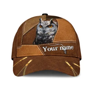 Personalized 3D Classic Cap Hat For Hunter, Baseball Owl Hunting Cap Hat For Grandpa Dad