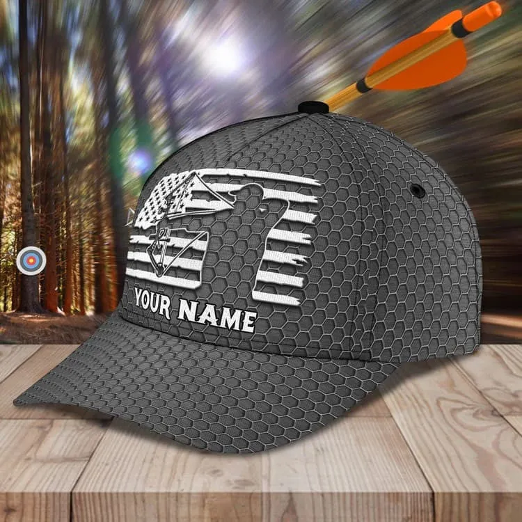 Personalized Aim Shoot Swear Repeat 3D Classic Cap for Archer, Funny Archery hat for Man