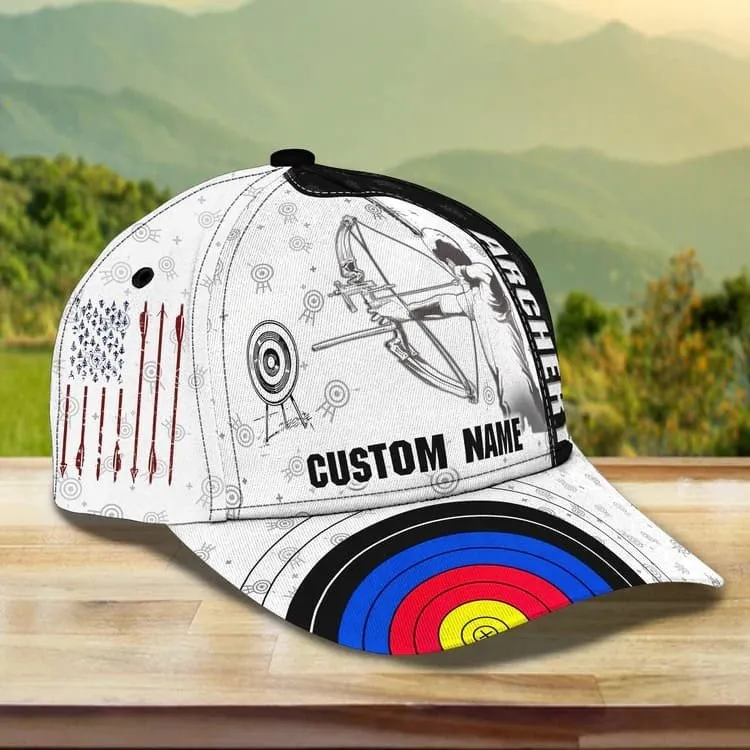 Personalized Aim Shoot Swear Repeat 3D Classic Cap for Archer, Funny Archery hat for Man