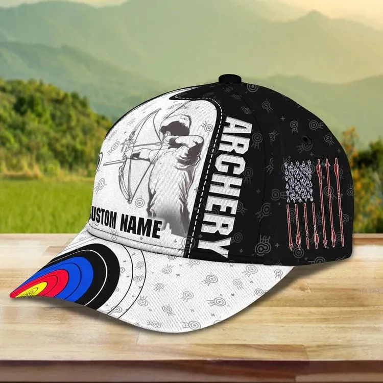 Personalized Aim Shoot Swear Repeat 3D Classic Cap for Archer, Funny Archery hat for Man