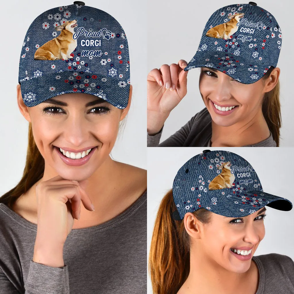 Personalized Corgi Proud Mom Baseball Cap Hat, Custom Cap Hat With Pet Photo Image