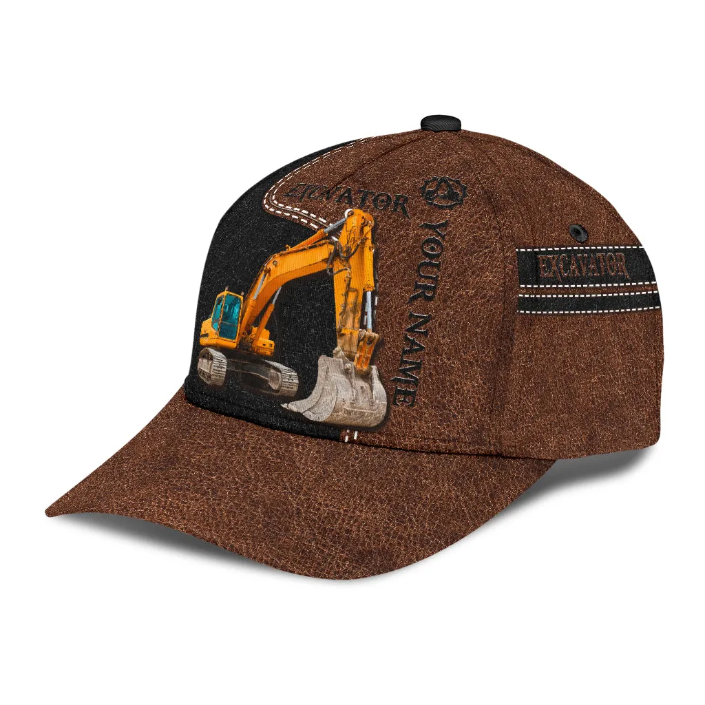 Personalized Excavator Heavy Equipment Baseball Cap Hat, Gift For Excavator Man