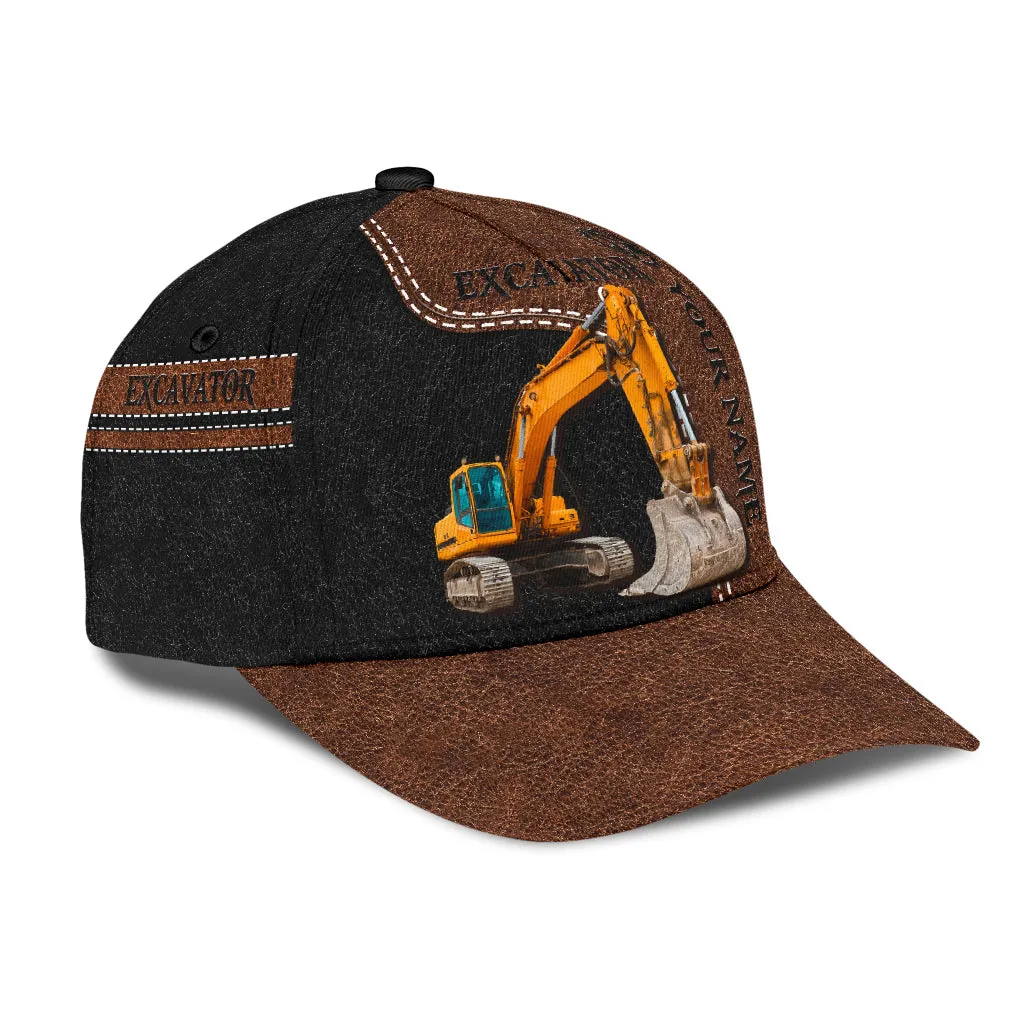 Personalized Excavator Heavy Equipment Baseball Cap Hat, Gift For Excavator Man