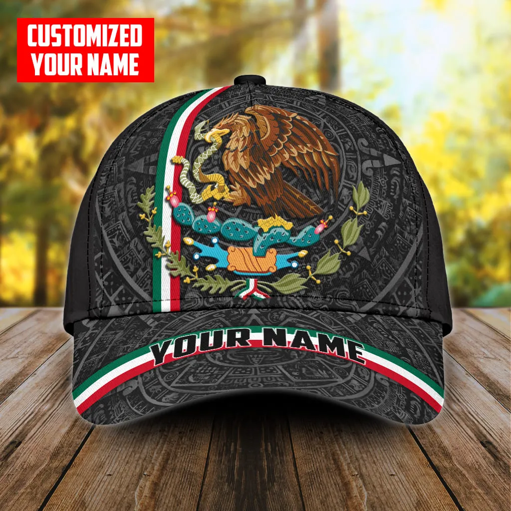 Personalized Mexico 3D Full Print Classic Cap, Aztec Pattern Baseball Hat Cap For Him, Aztec Cap Hat