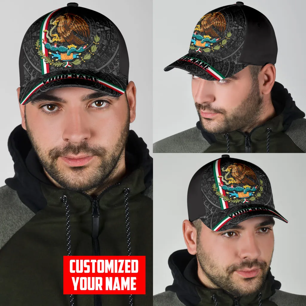 Personalized Mexico 3D Full Print Classic Cap, Aztec Pattern Baseball Hat Cap For Him, Aztec Cap Hat