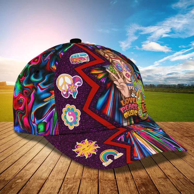 Personalized Tie Dye Hippie 3D Baseball Cap for Hippie Girl, Hippie Hat for Her