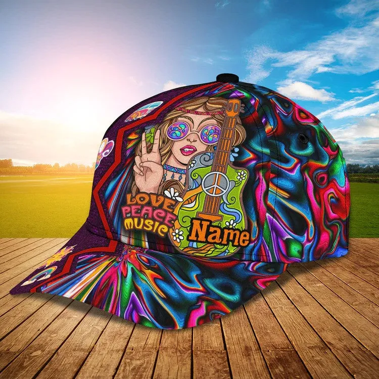 Personalized Tie Dye Hippie 3D Baseball Cap for Hippie Girl, Hippie Hat for Her