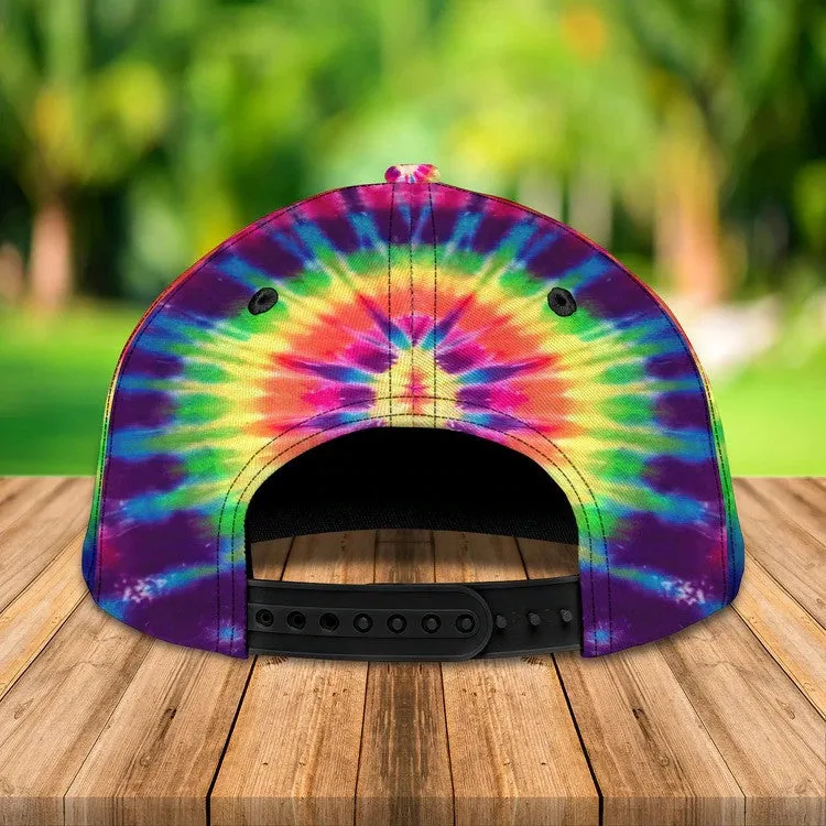 Personalized Tie Dye Hippie 3D Baseball Cap for Hippie Girl, Hippie Hat for Her