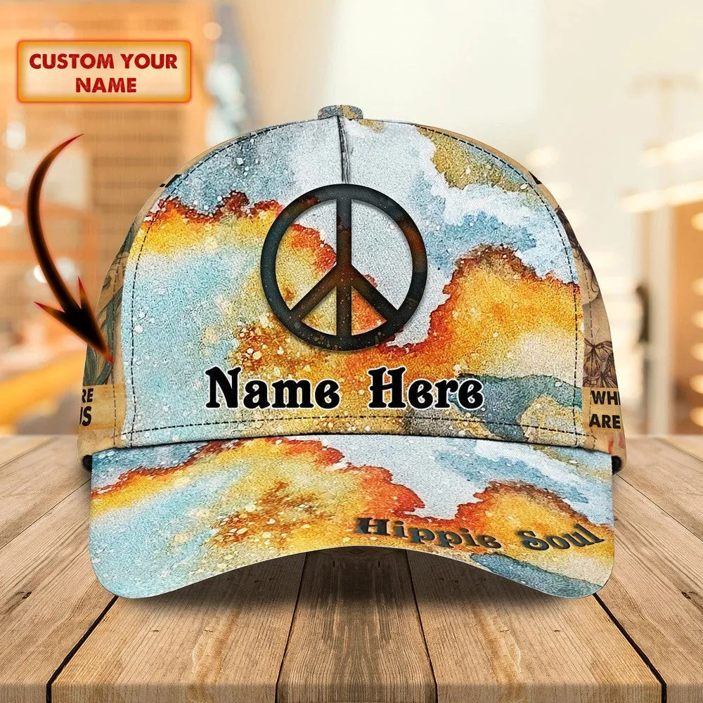 Personalized Tie Dye Hippie 3D Baseball Cap for Hippie Girl, Hippie Hat for Her