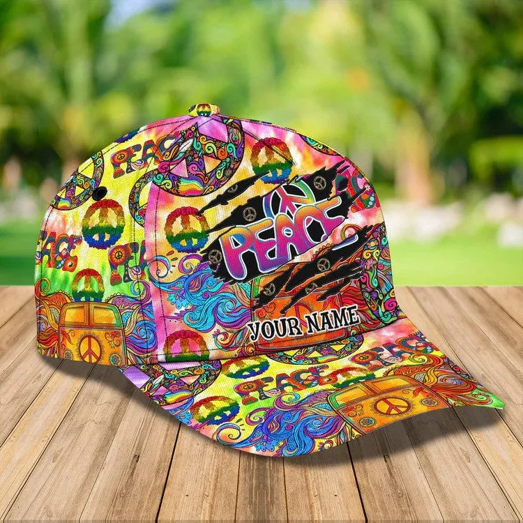 Personalized Tie Dye Hippie 3D Baseball Cap for Hippie Girl, Hippie Hat for Her