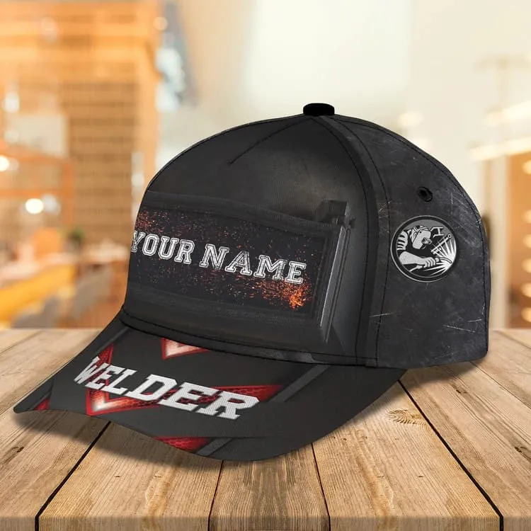 Personalized Welder 3D Baseball Cap for Dad, American Flag Welder Hat for Him