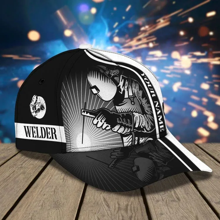 Personalized Welder 3D Baseball Cap for Dad, American Flag Welder Hat for Him