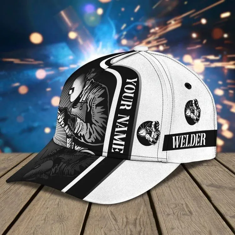 Personalized Welder 3D Baseball Cap for Dad, American Flag Welder Hat for Him