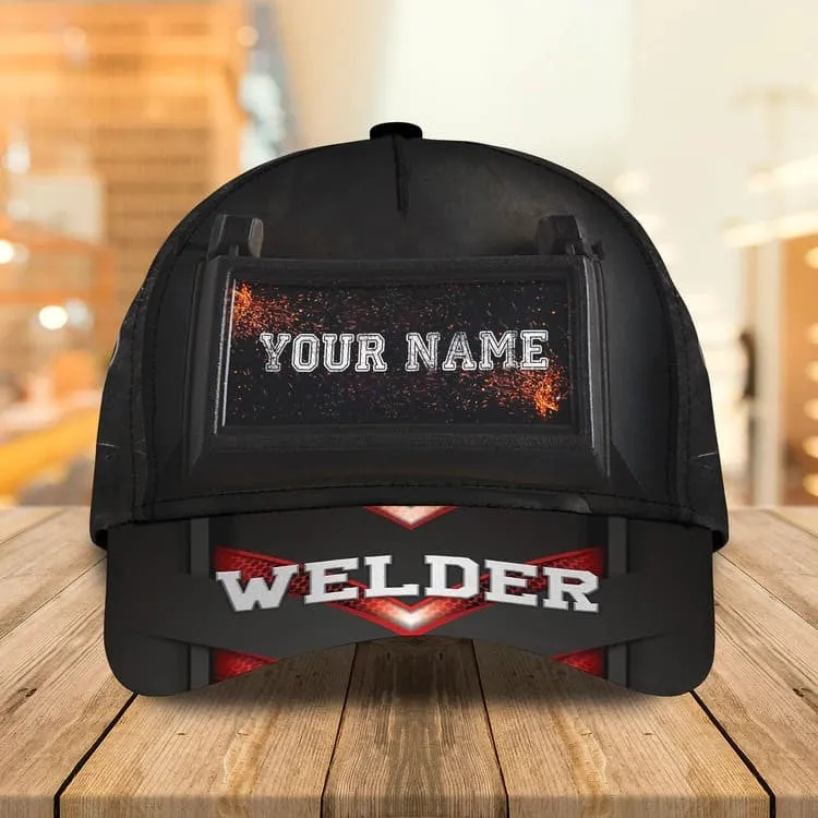 Personalized Welder 3D Baseball Cap for Dad, American Flag Welder Hat for Him