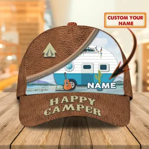 Personalized With Name Baseball Cap Hat For Camping, Happy Camper Classic Cap Hat, Camper Cap